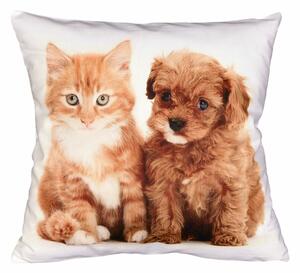 Poszewka na poduszkę Kotek i szczeniak, 40 x 40 cm