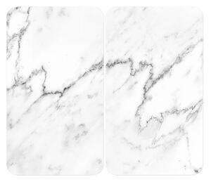 Komplet 2 szklanych osłonek na kuchenkę Wenko Marble, 52x30 cm