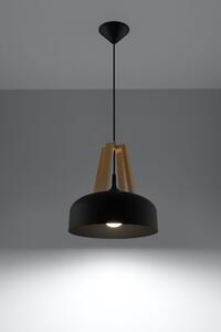 Lampa wisząca CASCO czarna/naturalne drewno Sollux Lighting