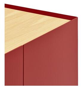 Czerwona niska komoda w dekorze dębu 165x78 cm Arista – Teulat