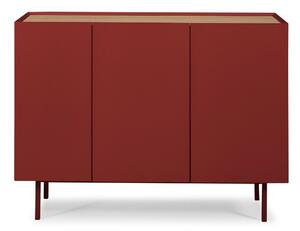 Czerwona niska komoda w dekorze dębu 110x85 cm Arista – Teulat