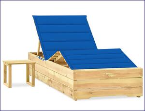 Komplet leżak z poduszką i stolikiem ciemnoniebieski - Mitros