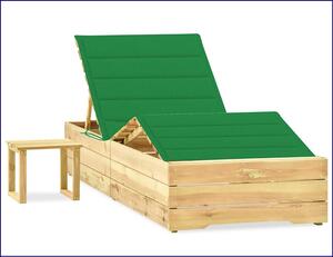 Regulowany leżak w zestawie z poduszką i stolikiem zielony - Mitros