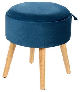 Stołek ze schowkiem welurowy w stylu glamour siedzisko taca niebieski granatowy Neely Beliani