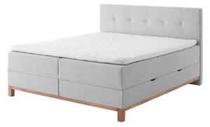 Jasnoszare łóżko boxspring ze schowkiem 160x200 cm Catania − Meise Möbel