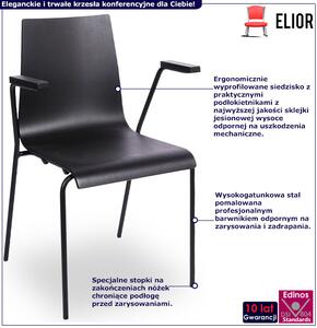Metalowe krzesło z podłokietnikami czarny + czarny - Gixo 4X