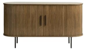 Brązowa niska komoda w dekorze dębu z drzwiami przesuwnymi 140x76 cm Nola – Unique Furniture