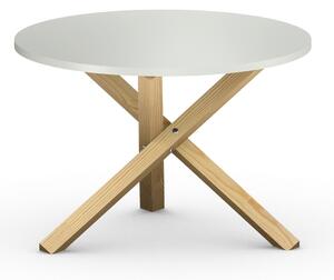 Biały stolik kawowy z okrągłym blatem Triple w stylu skandynawskim
