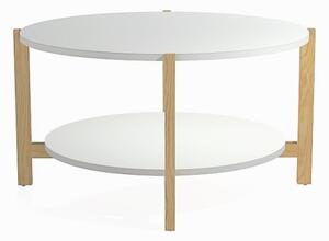 Biały stolik kawowy z półką w stylu skandynawskim NLEVEL2