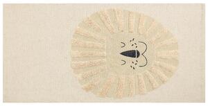 Dywan dla dzieci bawełniany wzór w lwa ręcznie tkany 80 x 150 cm beżowy Balari Beliani