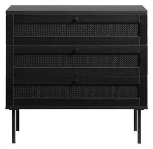 Czarna niska komoda w dekorze dębu 80x75 cm Pensacola – Unique Furniture