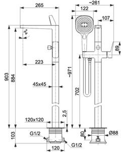 Bateria wannowa stojąca KFA ARMATURA Malaga 4525-510-61 Szary metaliczny