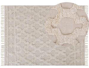 Dywan beżowy bawełniany tuftowany wzór marokańskiej koniczyny 160 x 230 cm Suluova Beliani