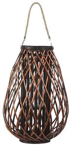 Lampion świecznik dekoracyjny drewno wierzbowe 60 cm brązowy Kiusiu Beliani