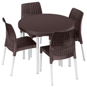 Brązowy zestaw ogrodowy stół z krzesłami - Piro