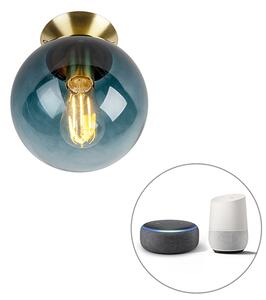 Inteligentna lampa sufitowa z mosiądzu i szkła w kolorze oceanu z Wi-Fi ST64 - Pallon Oswietlenie wewnetrzne