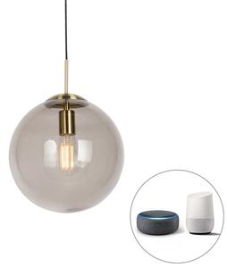 Inteligentna lampa wisząca z mosiądzu z przydymionym szkłem 30 cm z Wifi ST64 - Kula Oswietlenie wewnetrzne