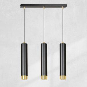 KIBO 3 BLACK-GOLD 644/3 designerski spot wiszący czarne tuby złote dodatki