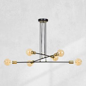 VESIO 6 BLACK 785/6 lampa wisząca loft regulowana złote elementy