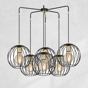 ALBIO 6 BLACK 144/6 wisząca lampa sufitowa LOFT regulowana metalowa złoto czarna druciaki