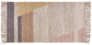 Boho dywan jutowy wzór geometryczny 80 x 150 cm brązowy Samlar Beliani