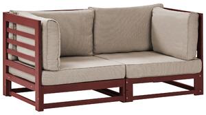 Sofa ławka ogrodowa 2-osobowa z poduszkami drewno akacjowe mahoniowy brąz Trani Beliani