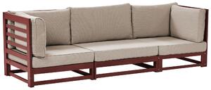 Sofa ławka ogrodowa 3-osobowa z poduszkami drewno akacjowe mahoniowy brąz Trani Beliani