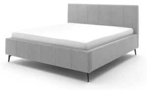 Jasnoszare tapicerowane łóżko dwuosobowe ze schowkiem ze stelażem 180x200 cm Lizzano – Meise Möbel