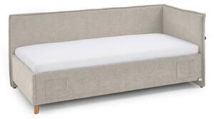 Beżowe tapicerowane narożne łóżko dziecięce ze schowkiem ze stelażem 90x200 cm Fun – Meise Möbel