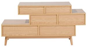 Retro komoda szafka regał 4 szuflady półki jasne drewno szary biały Irvine Beliani