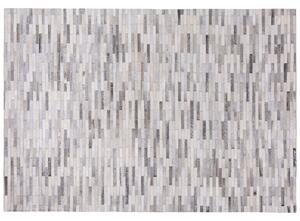 Skórzany dywan ręcznie tkany do salonu i sypialni 160 x 230 cm szary Ahilli Beliani