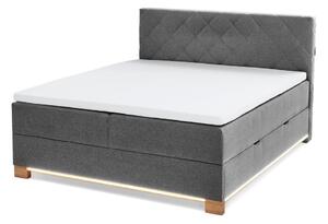 Szare łóżko boxspring ze schowkiem 180x200 cm Messina – Meise Möbel