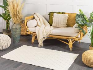 Prostokątny dywan 80x150cm do sypialni geometryczne przeszycia wełna biały Erzin Beliani