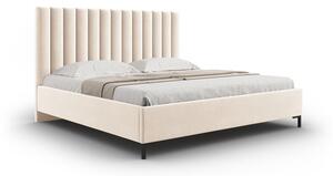 Beżowe tapicerowane łóżko dwuosobowe ze schowkiem i stelażem 180x200 cm Casey – Mazzini Beds