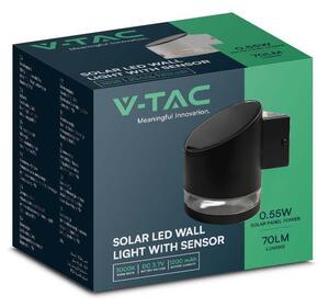 Kinkiet Zewnętrzny Solarny V-Tac 1W Led Czarny Ip54 Vt-1138 3000K 70Lm 3 Lata Gwarancji