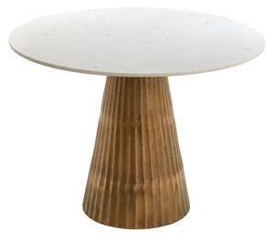 Biało-brązowy okrągły stół z blatem w dekorze marmuru ø 100 cm Leyda – Light & Living