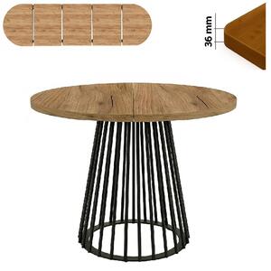 Stół 120/270 cm okrągły rozkładany, blat 3,6 cm, Ażurowa Metalowa podstawa I ArtDHome