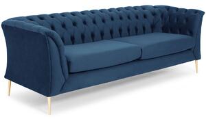Pikowana sofa 2,5 osobowa Chesterfield - ciemnoniebieski