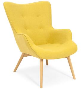 Skandynawski fotel uszak z podnóżkiem SCANDI - żółty