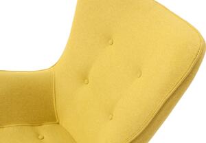 Skandynawski fotel uszak z podnóżkiem SCANDI - żółty
