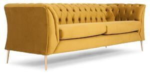 Duża sofa 2,5 os. glamour Chesterfield - musztardowy