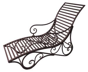 Ciemnobrązowy metalowy leżak ogrodowy Kuwa – Garden Pleasure