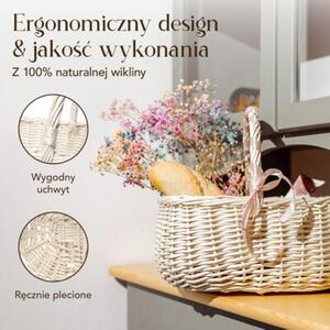 Duży Koszyk Wiklinowy na Zakupy | CREATIVE HOME | z Uchwytem 47x31x36cm | Naturalny Brąz