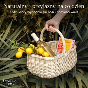 Duży Koszyk Wiklinowy na Zakupy | CREATIVE HOME | z Uchwytem 47x31x36cm | Naturalny Brąz
