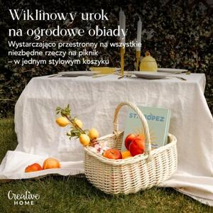 Duży Koszyk Wiklinowy na Zakupy | CREATIVE HOME | z Uchwytem 47x31x36cm | Naturalny Brąz