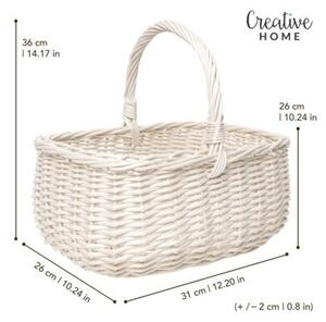 Duży Koszyk Wiklinowy na Zakupy | CREATIVE HOME | z Uchwytem 47x31x36cm | Naturalny Brąz