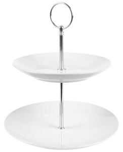 Patera porcelanowa biała 2-piętrowa 21 cm