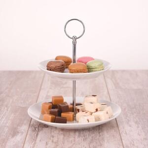 Patera porcelanowa biała 2-piętrowa 21 cm