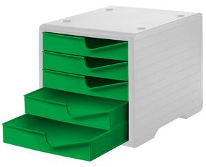 Organizer na dokumenty, 5 szuflad, szary/zielony