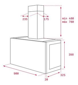 Okap TEKA DHI 90 Srebrny 400m3/h 57dB klasa D Timer